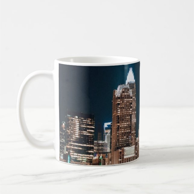 Caneca De Café Charlotte North Carolina City Skyline Night (Esquerda)
