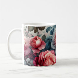 Caneca De Café Charme Floral Rosa Atemporal