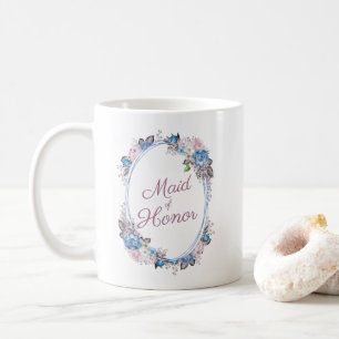 Caneca De Café Charme Parisiense Moldura Oval Floral Dama de Honr