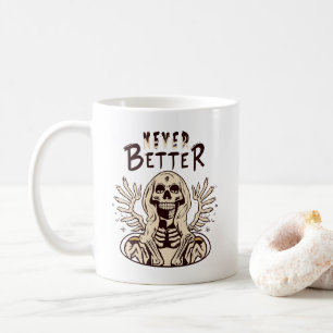Caneca De Café Charme Spooky com Esqueleto de Halloween Nunca Mel