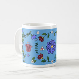 Caneca De Café Charming Blue and Floral Folk Art Mug