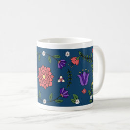 Caneca De Café Charming Blue Foloral Art Mug