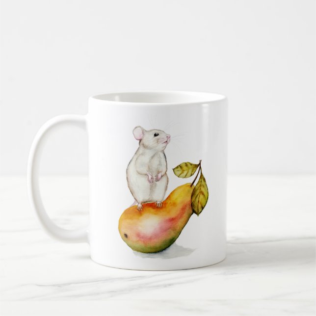 Caneca De Café Charming Mouse on a Pear (Esquerda)