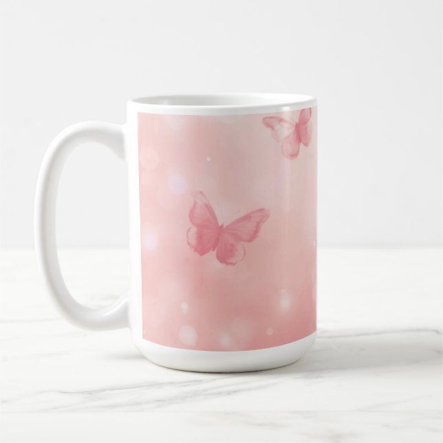 Caneca De Café charming pink butterlies (Esquerda)