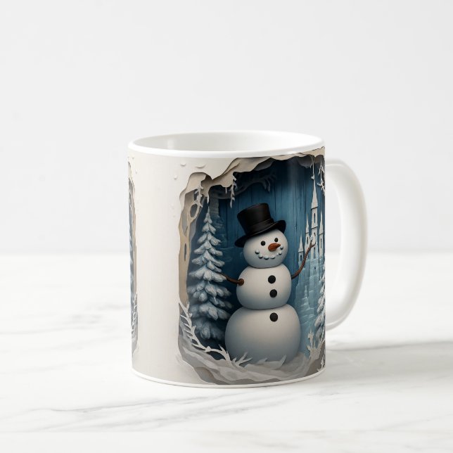 Caneca De Café Charming Winter Snowman  – Cozy Holiday Coffee mug (Frente Esquerda)
