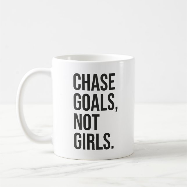 Caneca De Café Chase Metas Não Meninas - Gym, Hustle, Sucesso (Esquerda)