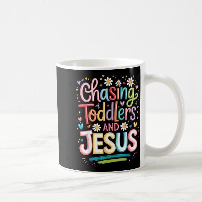 Caneca De Café Chasing Toddlers And Jesus  (Direita)