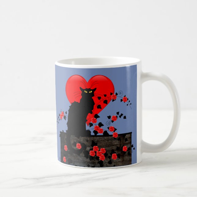 Caneca De Café Chat Noir com Rosa vermelha (Direita)
