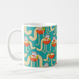 Caneca De Café Chatos de macarrão e gatos engraçados. Noodles c