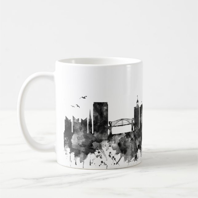 Caneca De Café Chattanooga Tennessee Skyline BW (Esquerda)