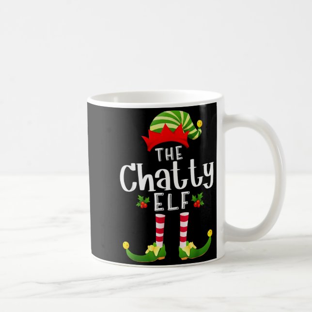 Caneca De Café Chatty Christmas Elf Matching Pajama X-mas Party  (Direita)