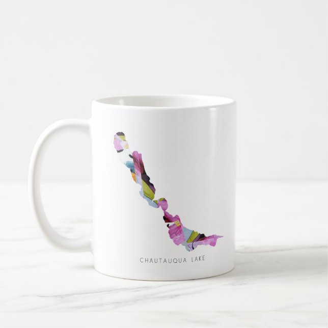 Caneca De Café Chautauqua Lake Silhouette Map Café Mug (Esquerda)