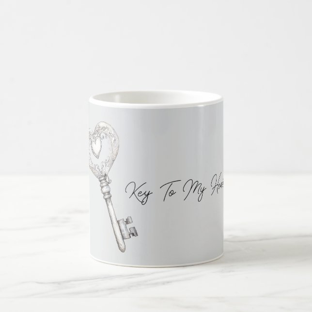 Caneca De Café Chave de Prata Para o Meu Coração (Centro)