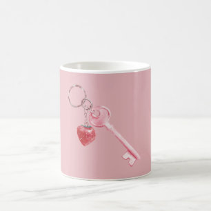 Caneca De Café Chave Morango Vermelho Rosa