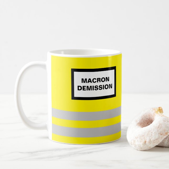 Caneca De Café Chávena Casaco Amarelo Macron Demissão (Com Donut)