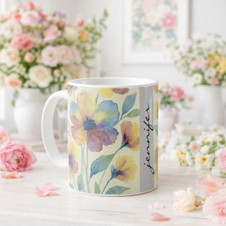 Caneca De Café Chávena Personalizada de Flores _ Chuveiro de Noiv
