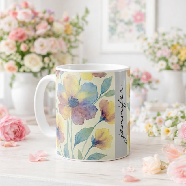 Caneca De Café Chávena Personalizada de Flores _ Chuveiro de Noiv (Criador carregado)