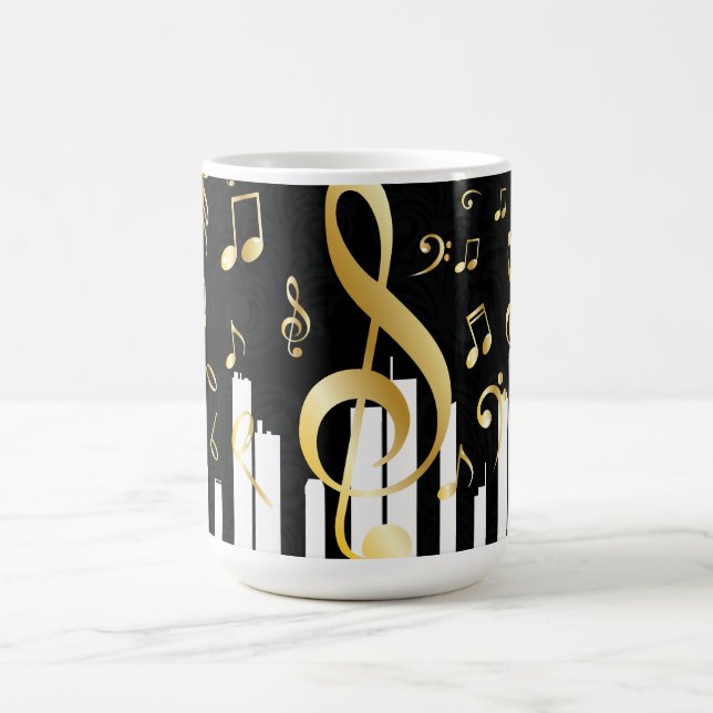 Caneca De Café Chaves de piano de ouro luxuoso (Centro)