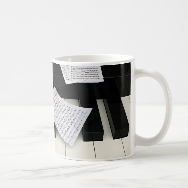 Caneca De Café Chaves do piano com música (Direita)