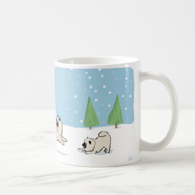 Caneca De Café Chaves na neve | Feriado de inverno de Keeshonden (Direita)