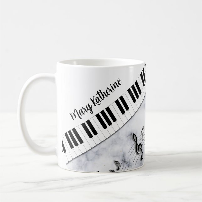Caneca De Café Chaves para Piano Personalizadas Whimsical White P (Esquerda)