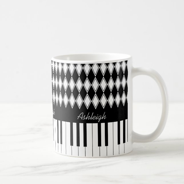 Caneca De Café Chaves personalizadas e diamantes do piano (Direita)