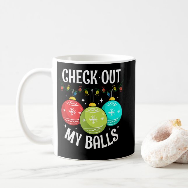 Caneca De Café Check Out My Balls Dirty Christmas Joke Decoration (Com Donut)