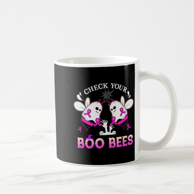 Caneca De Café Check Your Boo Bees Funny Breast Cancer Halloween  (Direita)