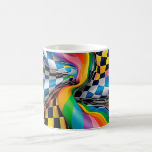 Caneca De Café Checker Conselho Rainbow Patterna Digital Art
