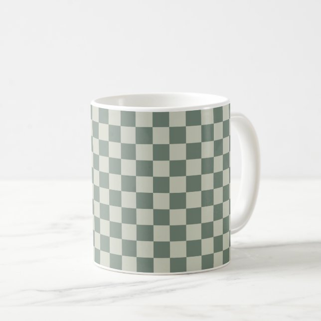 Caneca De Café Checkerboard verde (Frente Esquerda)