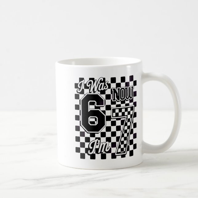 Caneca De Café Checkered I Was 6 Now I'm 7 Birthday Seven Years O (Direita)