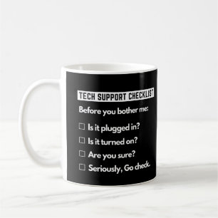 Caneca De Café Checklist para suporte técnico - Geek de computado