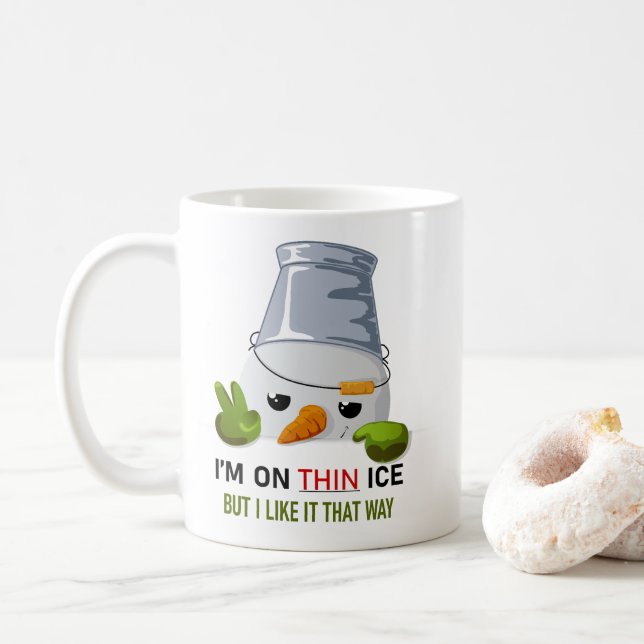 Caneca De Café Cheeky Snowman Bucket Head I'm on Thin Ice Humor (Com Donut)