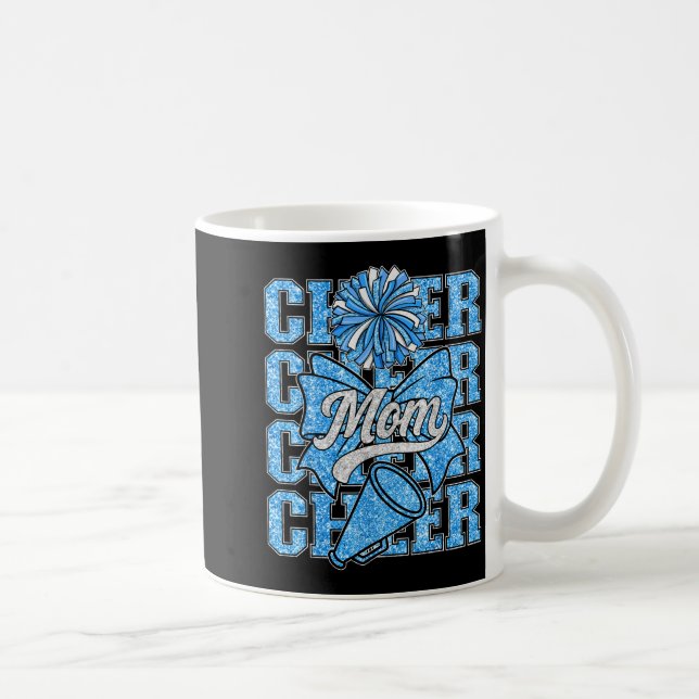 Caneca De Café Cheer Mom Mama Bow Srt Cheerleading Squad Blue Che (Direita)