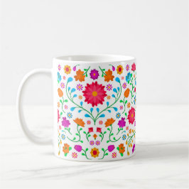 Caneca De Café Cheerful colourful folk art pattern 