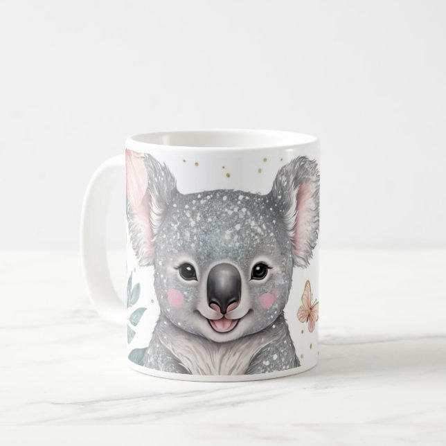 Caneca De Café Cheerful Koala e Floral Charm (Frente Esquerda)