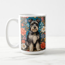 Caneca De Café Cheerful Schnauzer William Morris Inspired Floral