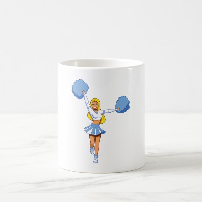 Caneca De Café Cheerleader Com Poms Azuis (Criador carregado)