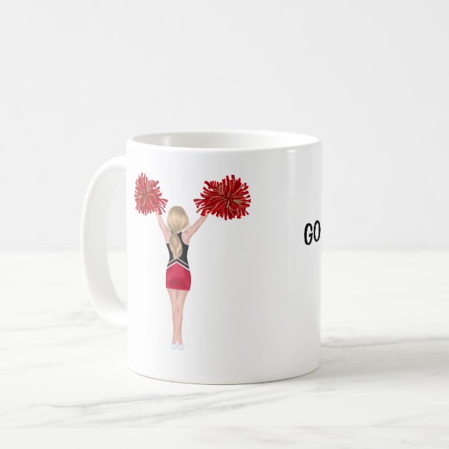Caneca De Café Cheerleader personalizado (cabelo louro) (Frente Esquerda)