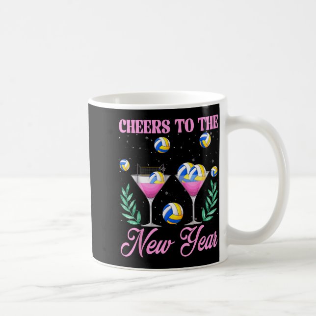 Caneca De Café Cheers To The New Year Champagne Gl &amp; Volleyba (Direita)
