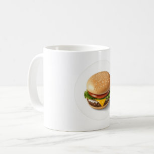 Caneca De Café Cheeseburger em um Círculo Branco
