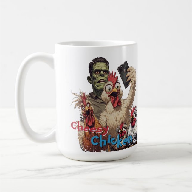 Caneca De Café Cheesy Chicken Meets "Frankenstein" (Esquerda)