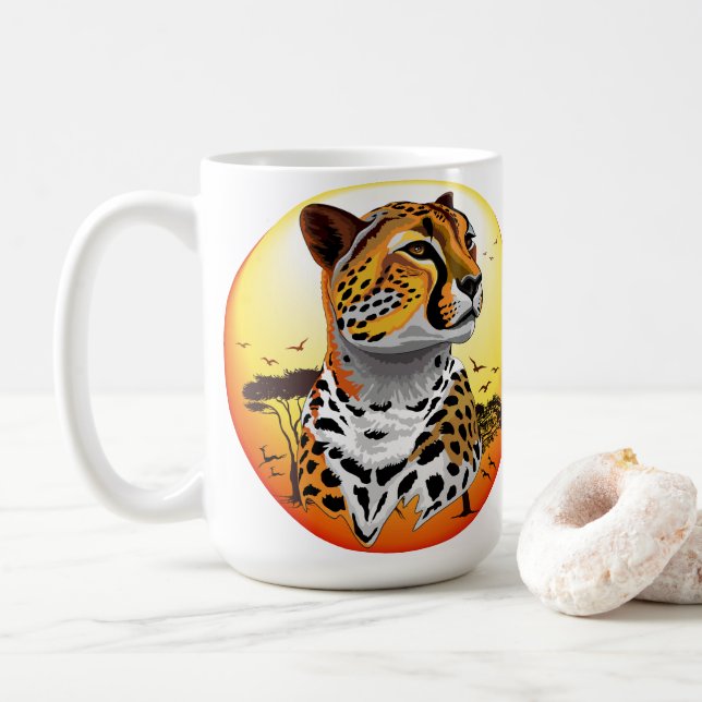 Caneca De Café Cheetah African Feline Wild Animal (Com Donut)
