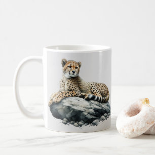 Caneca De Café Cheetah descansando em uma rocha