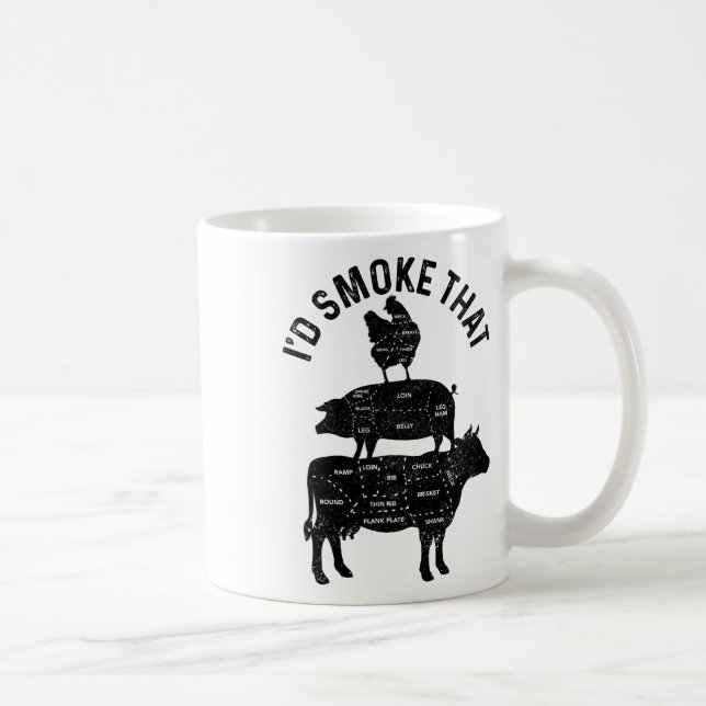 Caneca De Café Chef Butcher Churrasco Eu Fumaria Aquele Carne De  (Direita)