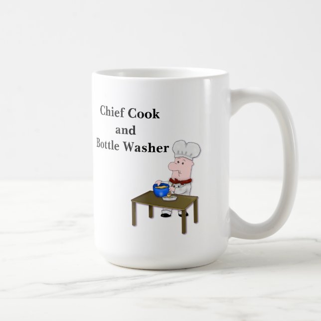 Caneca De Café Chef de Cartoon, "Chefe Cook and Bottle Washer" (Direita)