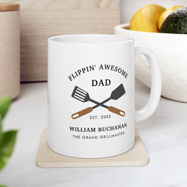 Caneca De Café Chef de CHURRASCO de Pai Incrível Flippin Personal (Flippin Awesome Dad BBQ Chef Personalized Coffee Mug)