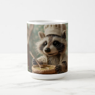 Caneca De Café Chef de guaxinim encantador e guincho girando uma