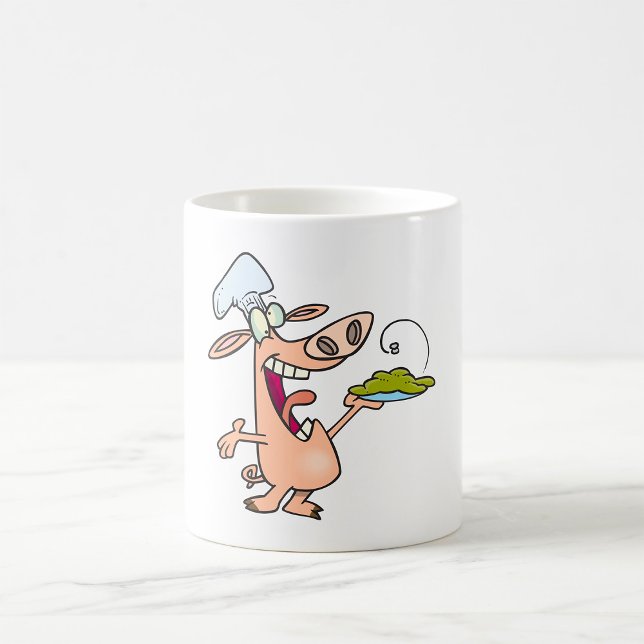 Caneca De Café Chef De Suíno Com Comida (Criador carregado)