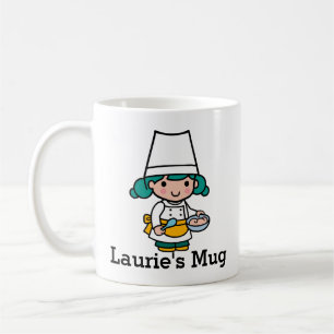 Caneca De Café Chef / Garota Baker no cozinhar de Apron